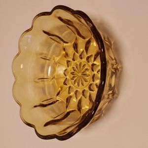 Vintage Amber Glass Bowl Mid Century Modern Candy Nut Charcuterie Salad Bowl 6"